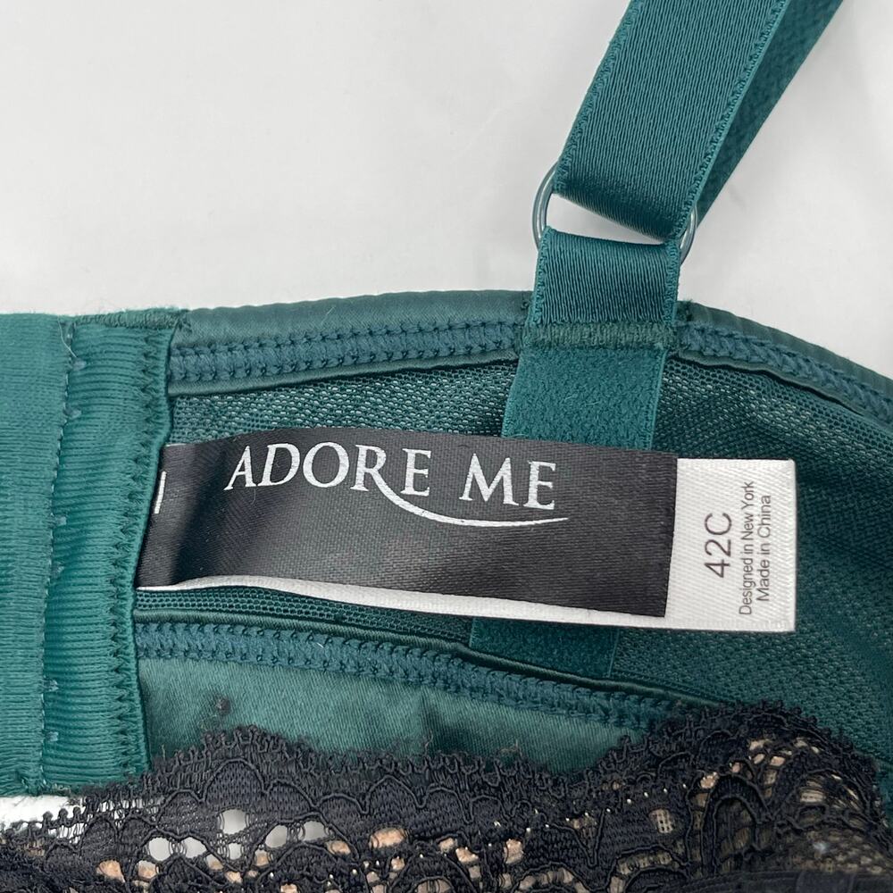 ADORE ME Bra Size 42C Teal Black Mesh Lace Curvy Adjustable Straps Intimates - Picture 3 of 15